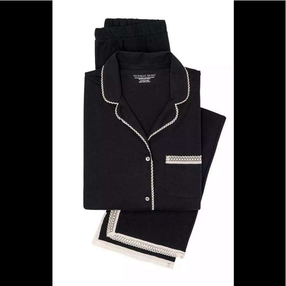 Victoria Secret  knit pajamas set Black NWT
